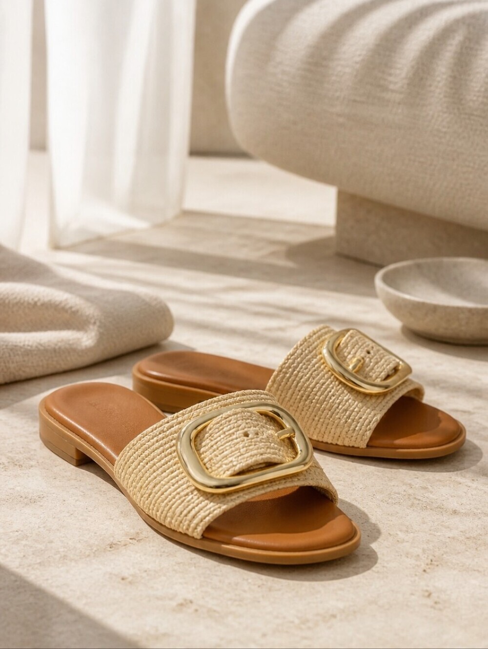 BAMBOO Island Hopper Slide Sandle Natural Raffia Size 7